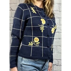 Adorable Vintage Floral Embroidered Eclectic Grandma Cottagecore Cardigan